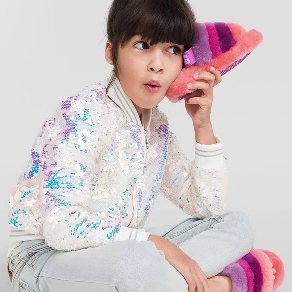 Kids UGG Multicolor Fluff Yeah Slides - Picture 4 of 4